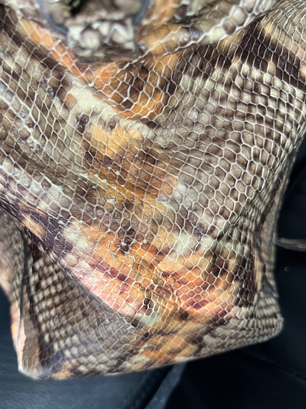Michael Kors Embossed Leather Snakeskin Python Print Riley Satchel Hand Bag - Picture 10 of 14